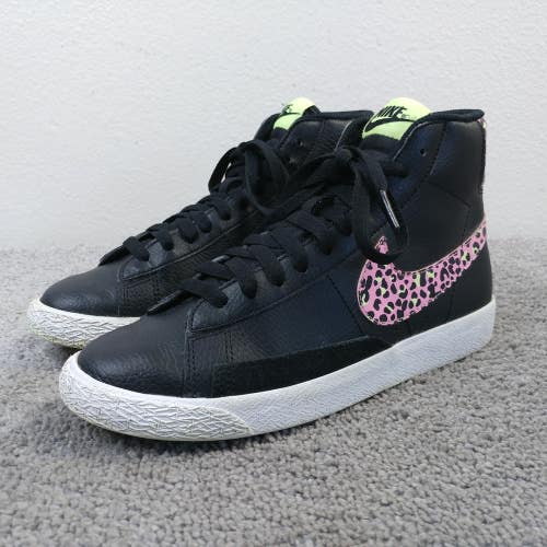 Nike Blazer Mid GS Girls Size 5Y Shoes Black  Pink Cheetah DA4674-001 Sneakers