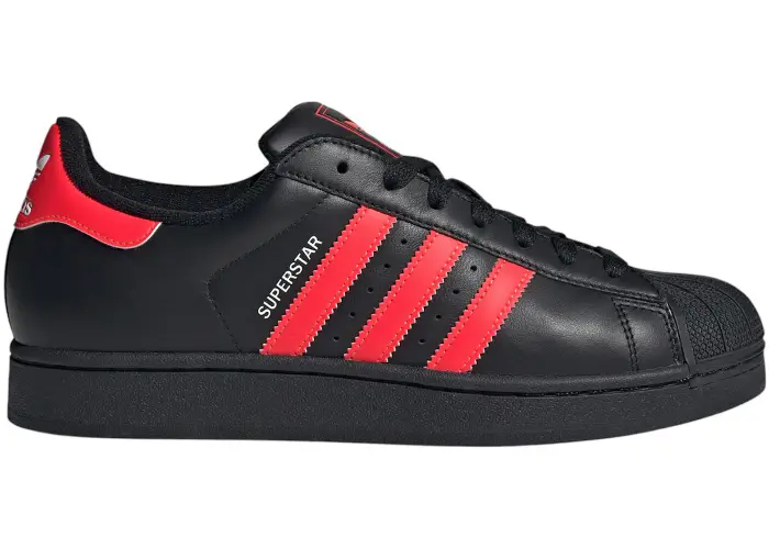 Size 4 - adidas Superstar II Core Black Lucid Red Cloud White JQ3176