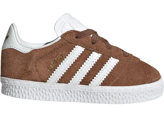 Size 10 - adidas Gazelle Comfort Closure Preloved Brown Cloud White Gold Metalli