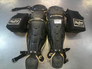 Used Champro SHIN GUARD Catchers Leg Guards Black Youth 11339-S000200592