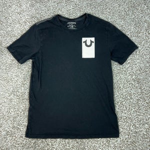 True Religion Shirt Mens Large Black Vertical Back Logo Graphic Tee T Top