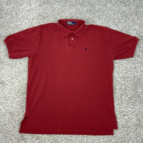 Polo Ralph Lauren Polo Shirt Mens Large Red Cotton Pony Logo Casual Top Preppy