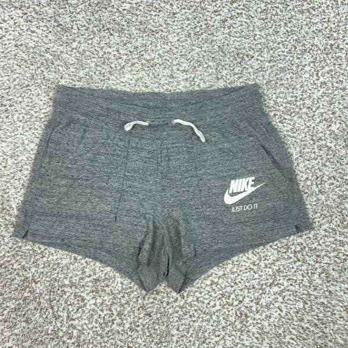 Nike Shorts Womens Medium Gray French Terry Sweat Just Do It Lounge Gym Casual