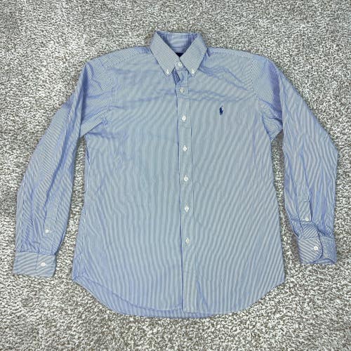 Ralph Lauren Shirt Mens Medium Blue Stripe Long Sleeve Button Down Pony Logo Top