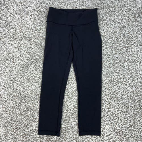 Lululemon Pants Womens 2 Black Capri Leggings Wide Waistband Yoga Gym Athletic