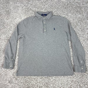 Polo Ralph Lauren Polo Shirt Mens XL Gray Long Sleeve Cotton Pony Logo Casual