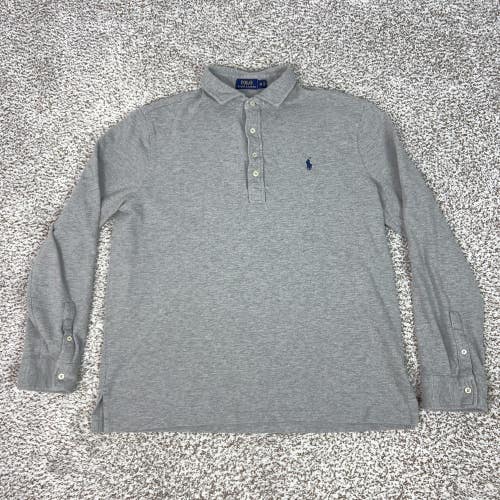 Polo Ralph Lauren Polo Shirt Mens XL Gray Long Sleeve Cotton Pony Logo Casual