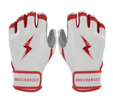 New ADULT RED PREMIUM PRO CHROME SERIES SHORT CUFF BATTING GLOVE BRUCE BOLT 11834-502S13