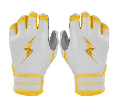 New ADULT YELLOW PREMIUM PRO CHROME SERIES SHORT CUFF BATTING GLOVE BRUCE BOLT 11834-502S11