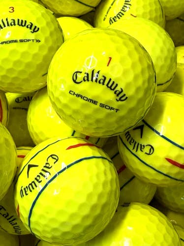 15 Yellow Callaway Chrome Soft  Near Mint AAAA Used Golf Balls