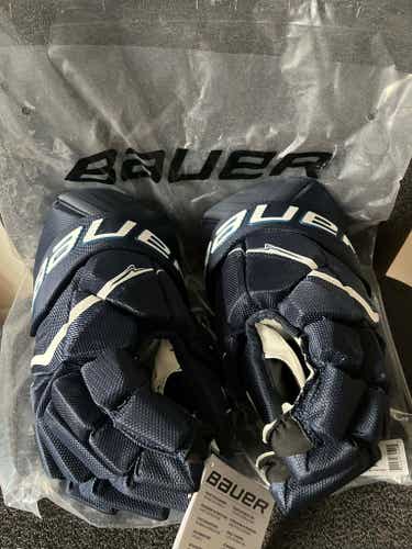 NEW Bauer Vapor Flylite Navy Gloves 14"
