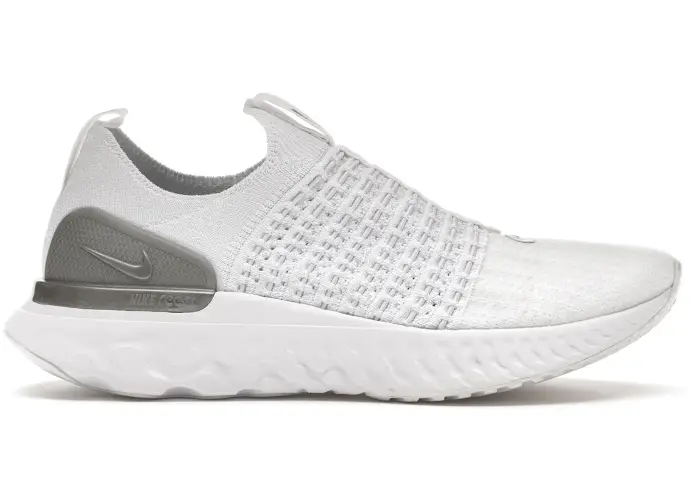 Size 8 - Nike React Phantom Run Flyknit 2 White Platinum (Women's) CJ0280-100