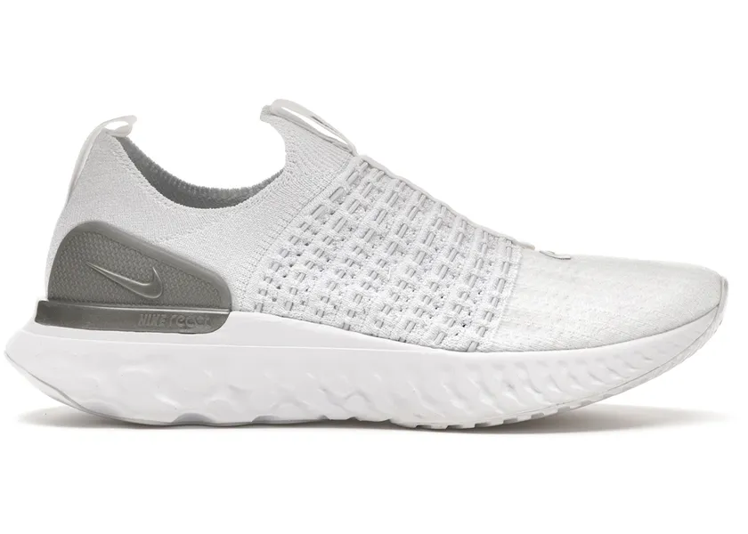 Size 8 - Nike React Phantom Run Flyknit 2 White Platinum (Women's) CJ0280-100
