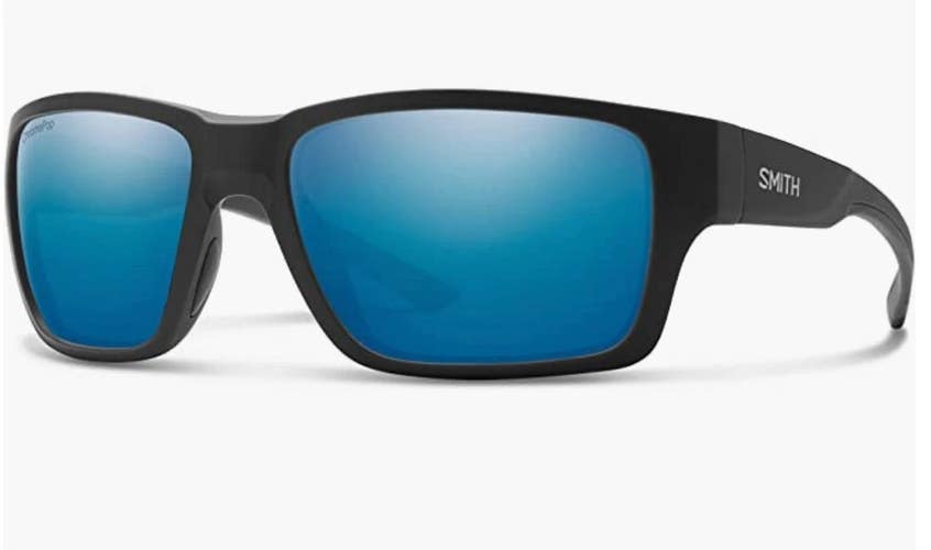 Smith Outback Sunglasses Matte Black Frame, Polarized Blue Mirror Lens New