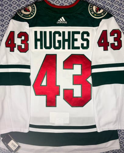 Quinn Hughes Minnesota Wild Adidas Climalite Away Jersey + TRIA Size: 46
