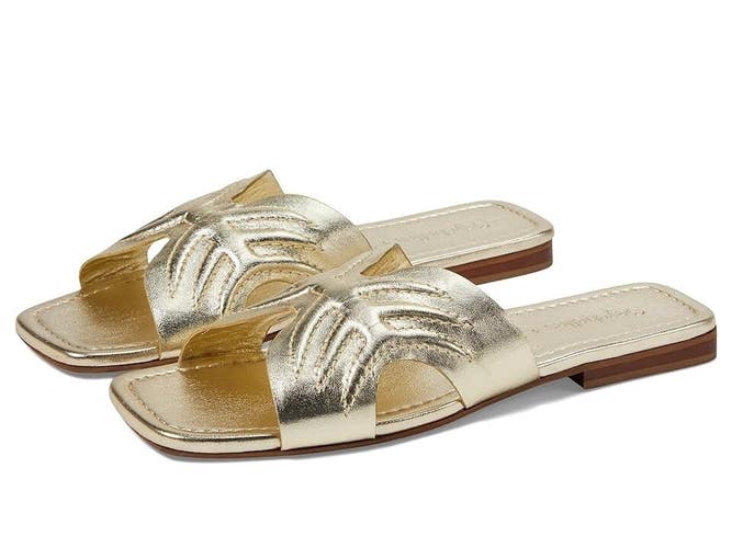 Seychelles Madhu Sandals Women's US 11 Gold Leather Square Toe Slip-On KHD1184