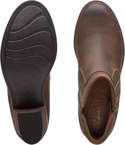 Clarks Neva Zip 26175202 Womens 7 Taupe Leather Waterproof Ankle Boots ZOGG2060