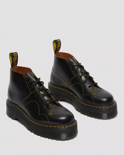 Dr. Martens Church 25357001 Women 8 Black Leather Platform Monkey Boots ZOGG2119
