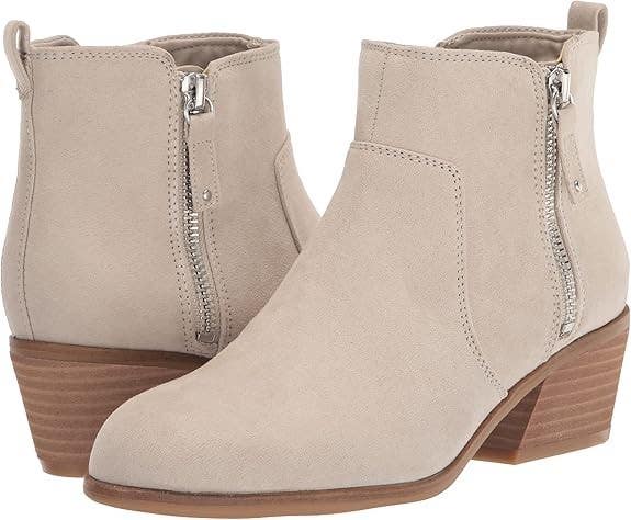 Dr. Scholl's Lawless Boots Women's US 6.5 Taupe Leather Side Zip Bootie LION816