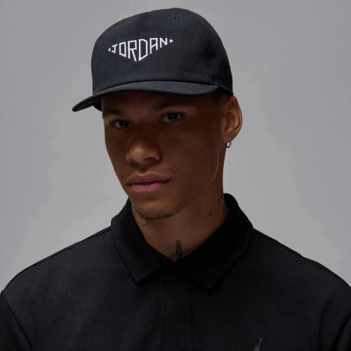 Jordan Pro Unstructured Hat Men's Medium Negro Embroidered Logo Snapback DSGL989