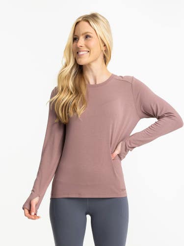 Free Fly Bamboo Shade II Top Women's Medium Fig Thumbhole Long Sleeve DSGL762