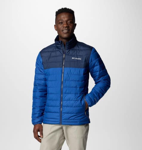 Columbia Powder Lite II Jacket Mens Medium Navy Omni-Heat Full Zip Hiking KFC758