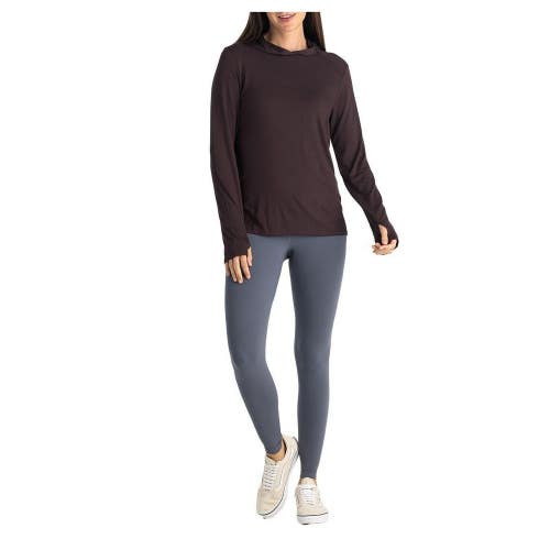 Free Fly Bamboo Lightweight Long Sleeve II T-Shirt Womens L Brown Hooded DSGL819