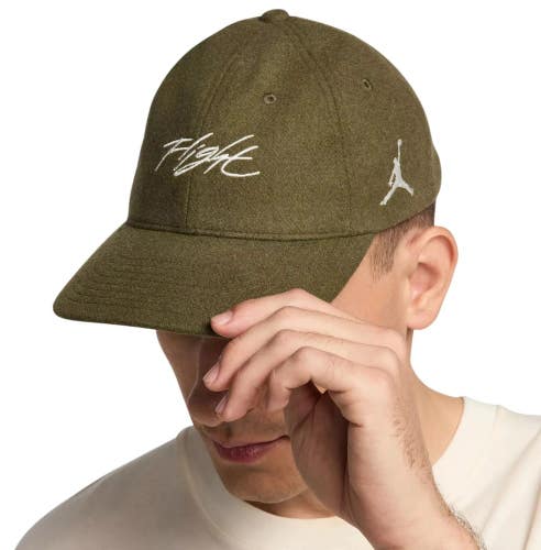 Jordan Fly Baseball Cap Mens Olive Jumpman Logo Wool Blend Strapback Hat DSGL987