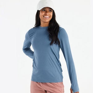 Free Fly Bamboo Shade II Top Women's Slate Blue Thumbhole Long Sleeve DSGL750
