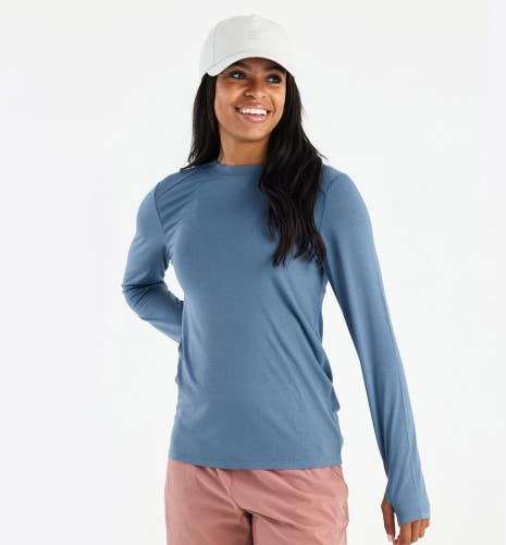 Free Fly Bamboo Shade II Top Women's Slate Blue Thumbhole Long Sleeve DSGL750