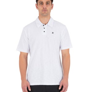 Hurley Icon Slub Polo Shirt Men's S White Short Sleeve Golf Performance DSGL763