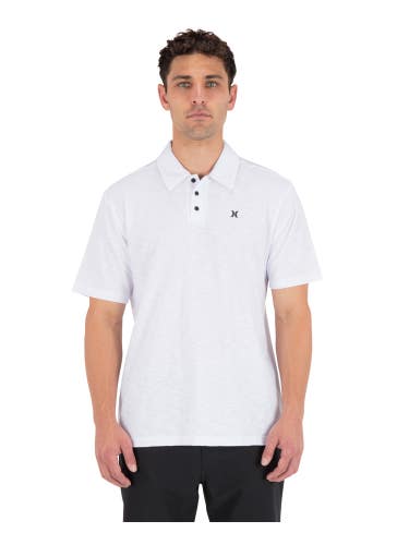 Hurley Icon Slub Polo Shirt Men's S White Short Sleeve Golf Performance DSGL763