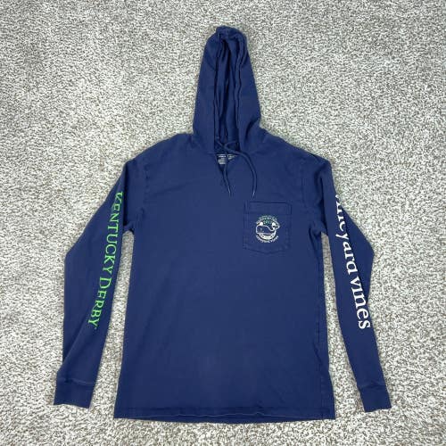 Vineyard Vines Shirt Mens XS Blue Horse Racing Hooded Kentucky Derby 2017 143
