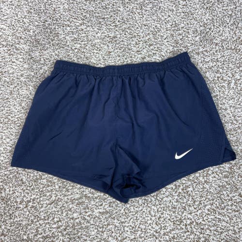 Nike Short Womens Large Blue Dri-FIT Lined Running Athletic Gym Sports Logo