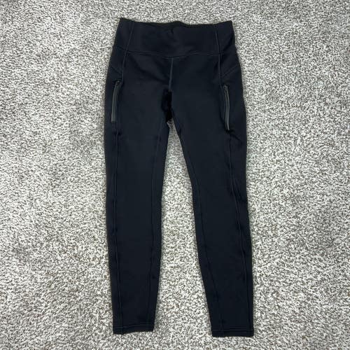 Athleta Pants Womens Medium Black High Rise Ankle Leggings Zip Pockets Yoga Gym
