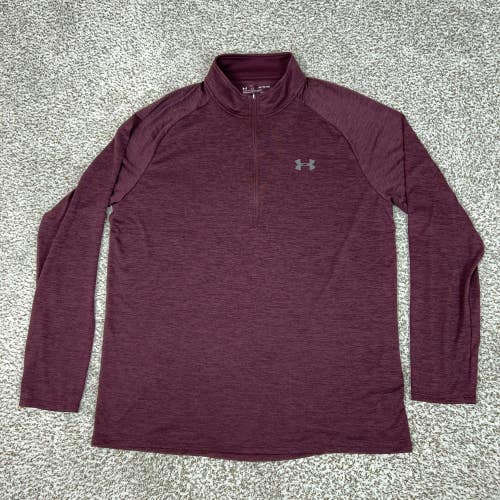 Under Armour Pullover Mens XL Purple HeatGear 1/4 Zip Long Sleeve Athletic Gym