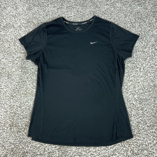 Nike Shirt Womens XL Black Dri-FIT Short Sleeve Running Athletic Gym Top