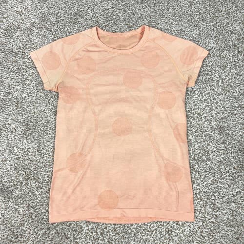Lululemon Shirt Womens 12 Orange Swiftly Tech Short Sleeve Polka Dot Running Gym