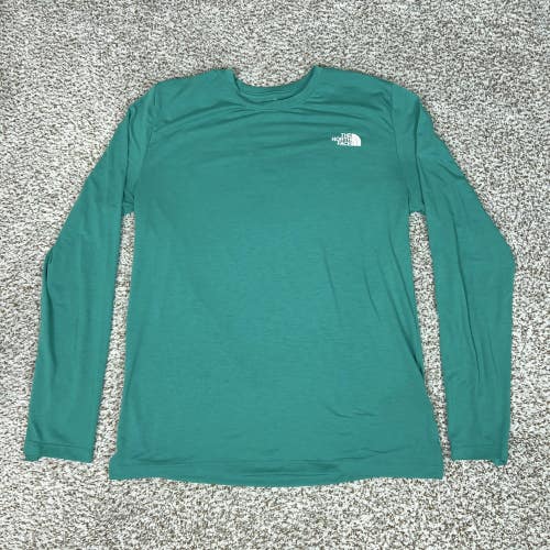 North Face Shirt Mens Small Green Long Sleeve Lightweight Athletic Hiking Top