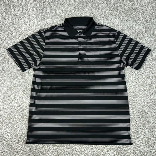 Nike Golf Polo Shirt Mens XL Black White Stripe Dri-Fit Golf Performance Top