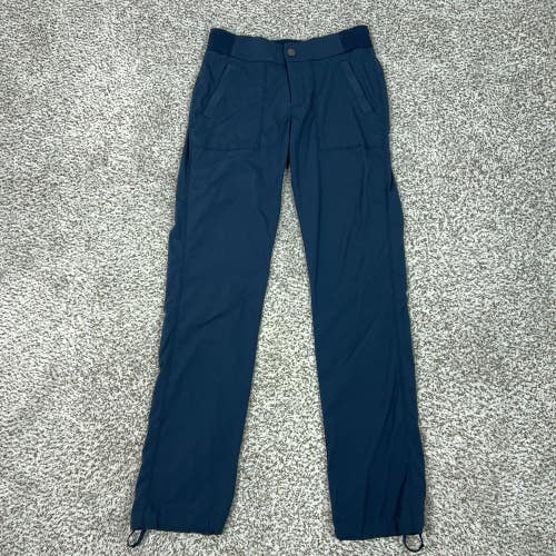 Athleta Pants Womens 6 Blue Lightweight Straight Leg Hiking Travel Trekkie Logo