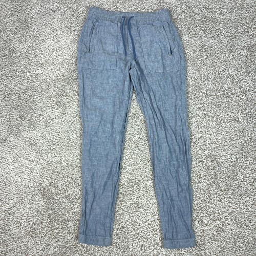 Athleta Pants Women 6 Blue Linen Jogger Elastic Waist Lightweight Summer Retreat