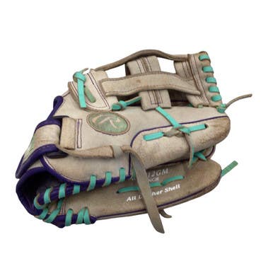 Used Rawlings FASTPITCH WFP12GM RH Throw Fastpitch Gloves Navy And White 12" 11760-S000090262