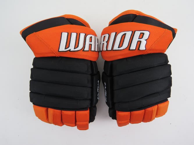 New WARRIOR Alpha Pro Stock ECHL Hockey Gloves Senior Sz. 13" Black Orange Ducks
