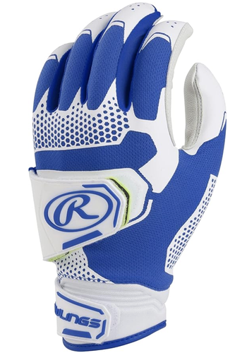 Rawlings Workhorse Pro Batting Gloves (pair) w/ iMPaX Protection (New) - White/Royal - Adult Medium