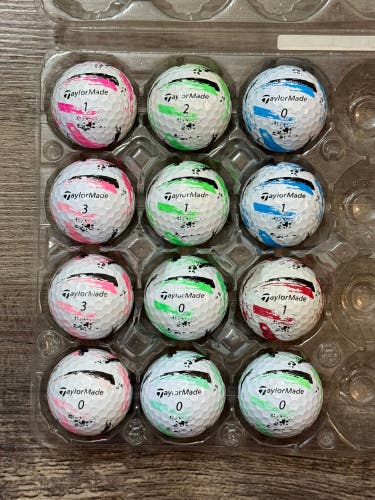 12 TaylorMade SpeedSoft Golf Balls with Ink Design - 5A/4A Condition