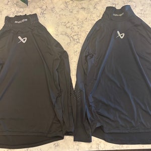 (qty:2) Youth XL Hockey Unisex Bauer Compression Shirt with Neck Guard