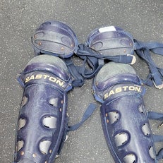 Used Easton SHIN GUARD 12-15 Catchers Leg Guards Navy Blue Intermed 11497-S000156780
