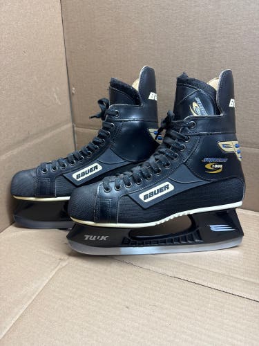 VINTAGE MENS BAUER SUPREME 1000 HOCKEY SKATES MADE IN 2000 ONLY USED ONCE SIZE 10.5 MAKE AN OFFER!!