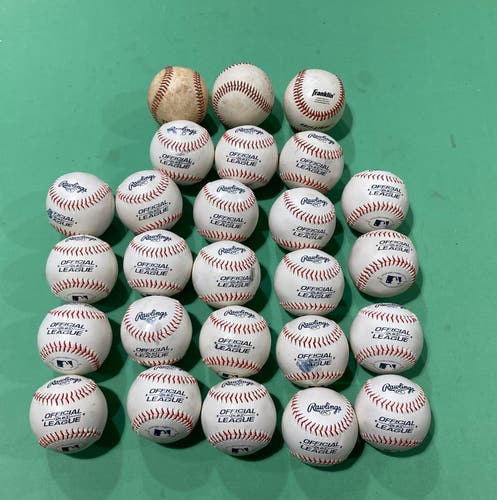 Used Rawlings OLB3 Baseballs w/ Bucket | 26 Balls Total